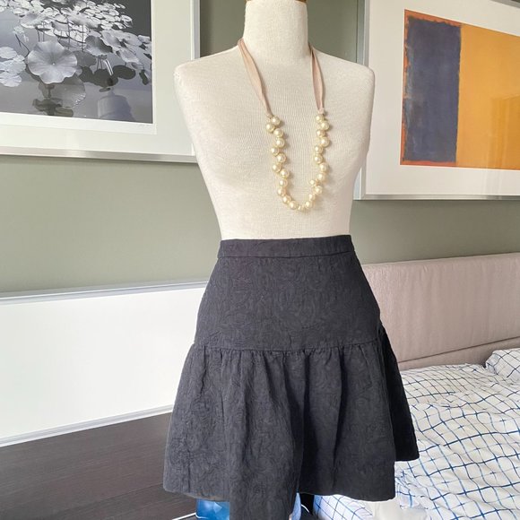 ♥ J. Crew Fit and Flare Floral Brocade Skirt in Black US 2    - O162 - Picture 2 of 5